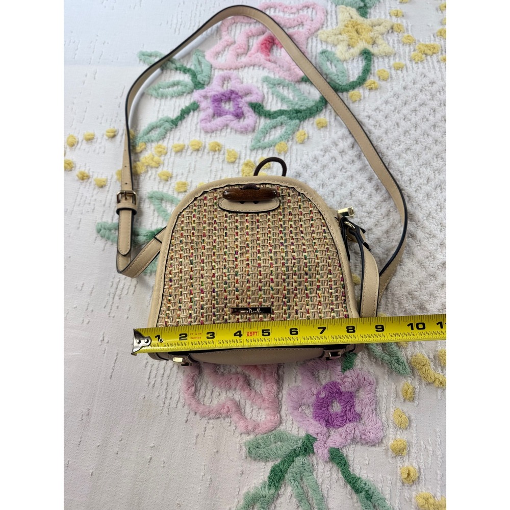Simply Noelle Straw Woven Crossbody‎ Bag Beige Tan Multi Color Accent strap - Picture 7 of 12